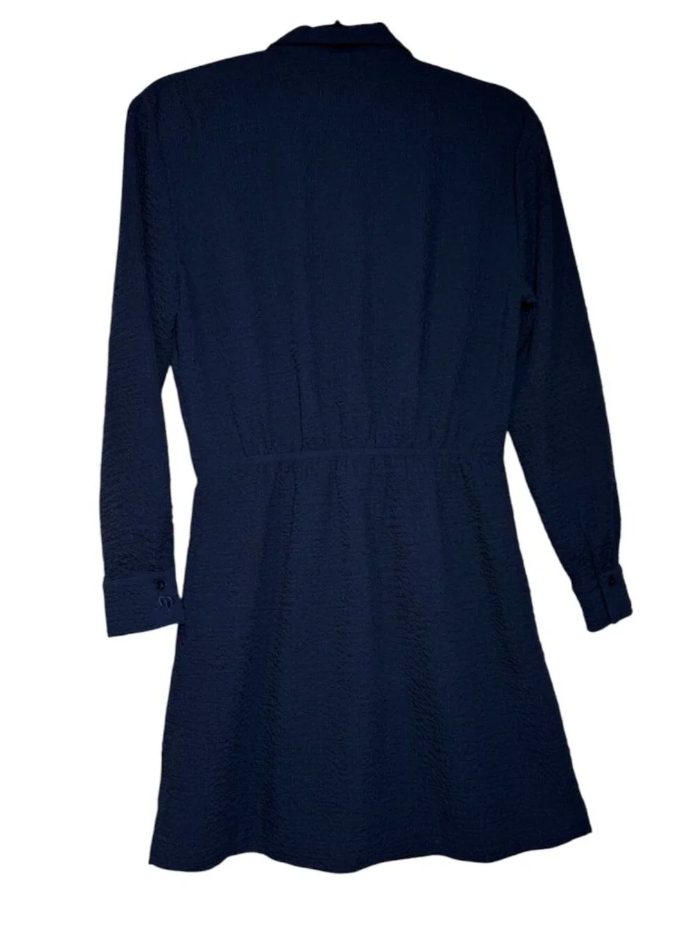 Desigual Textured Shirt Dress Navy Blue Size Small Summer Collared Buttons - Picture 3 of 10